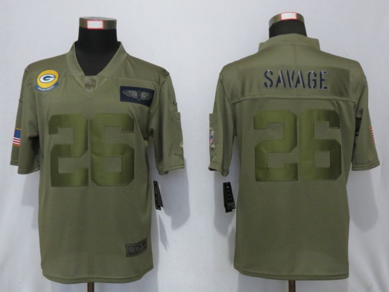 Men Green Bay Packers #26 Savage Nike Camo 2019 Salute to Service Limited NFL Jerseys